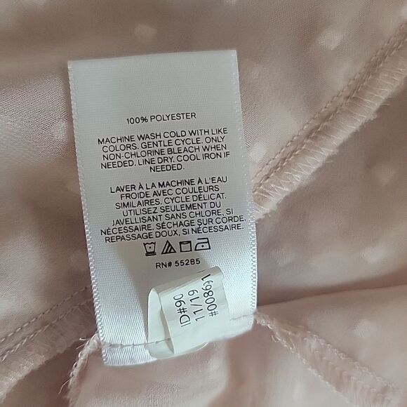 Express Sheer Peach Colored Blouse With Embroidered Details Womens Size Lg - Picture 11 of 11